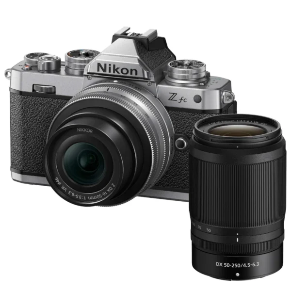 Nikon Z fc Kit 16-50mm f/3.5-6.3 VR Lens (Silver) + DX 50-250mm f/4.5-6.3 VR