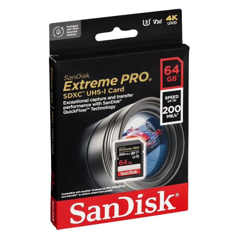 Sandisk Extreme Pro SecureDigital SDXC 64GB Class 10 U3 V30 UHS-I